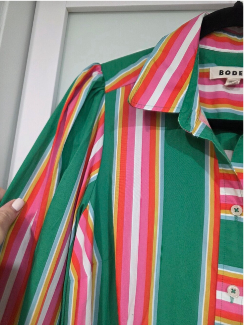 Boden Astrid Green Multicolor Stripe Midi Shirt Dress Size US 10R - Picture 5 of 16